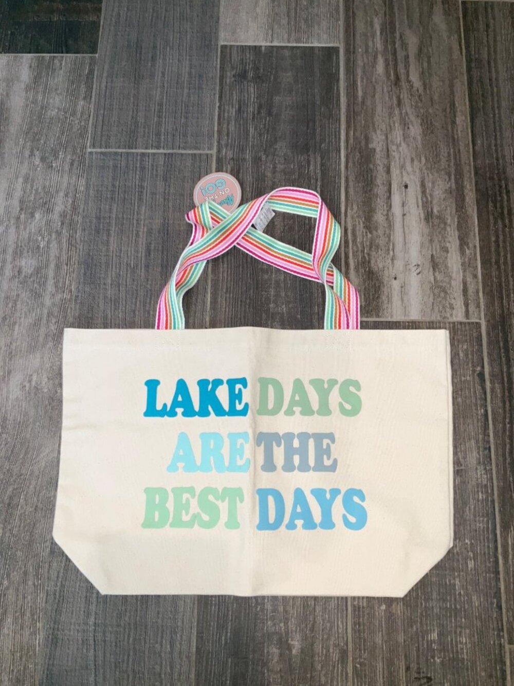 Jadelyn Brooke NEW Canvas Tote - Lake Days Are the Best Days - Natural - Picture 2 of 3